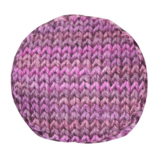 Knit Harmony: Purple Stripe Texture Pouf (Bottom)