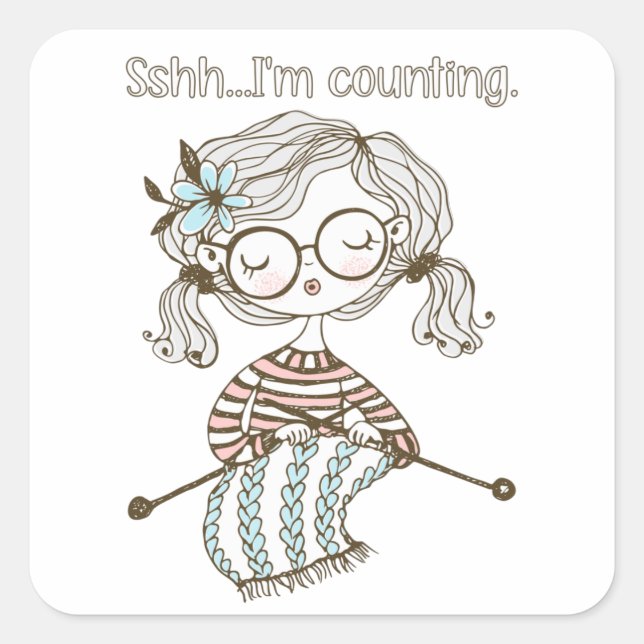 Knit Heart Knitting Supplies stitch counter Square Sticker (Front)