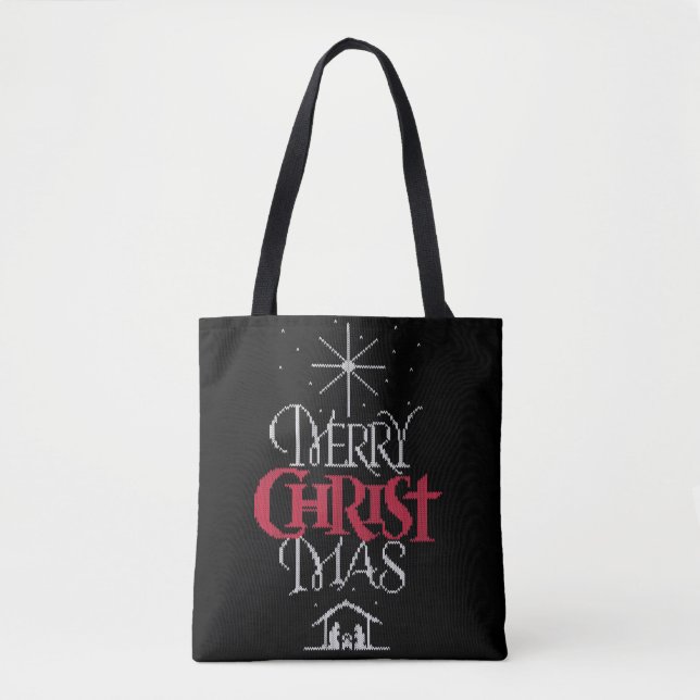  Knit Merry Christian Christmas Jesus Christ God Tote Bag (Front)