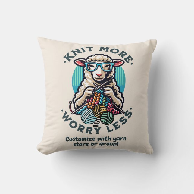 Knit More  Throw Pillow (Front)