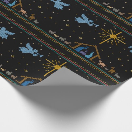 Knit Nativity Scene Religious Merry Christmas ucs Wrapping Paper