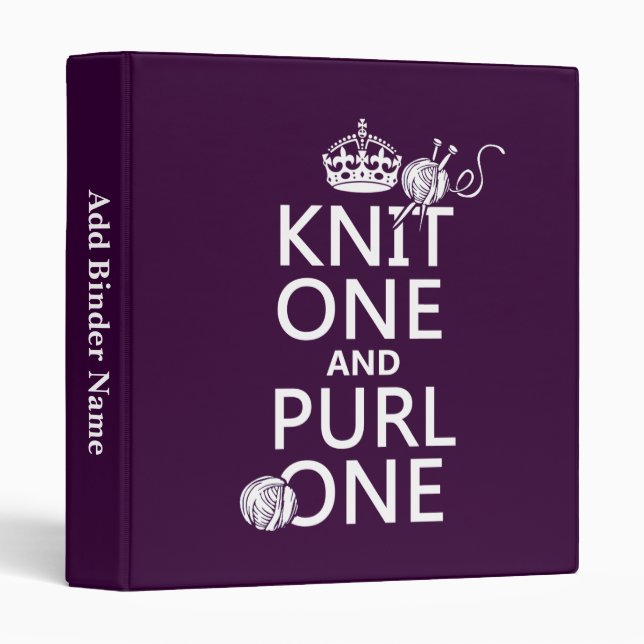 Knit One and Purl One 3 Ring Binder (Front/Spine)