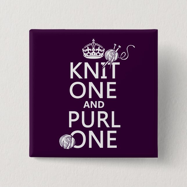 Knit One and Purl One Pinback Button (Front)