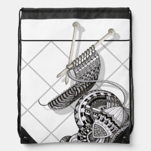 Knit One Doodle Art Drawstring Bag