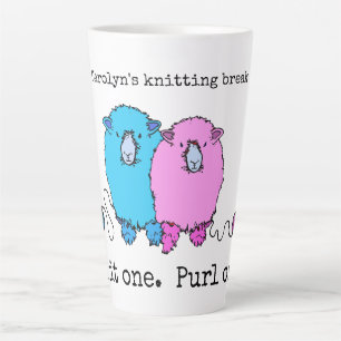 Knit one purl one cute sheep personalised large latte mug