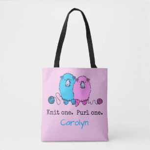 Knit one  Purl one.  Fun fluffy sheep personalized Tote Bag