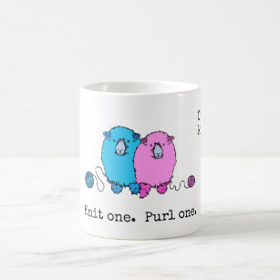 Knit one.  Purl one.  With fluffy sheep Coffee Mug