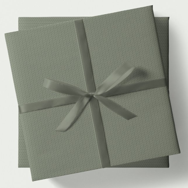 Knit pattern simple sage green Christmas holiday Wrapping Paper Sheets (Creator Uploaded)