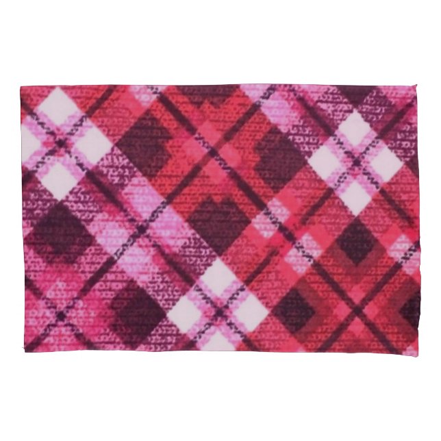 Knit Plaid Tartan Check Pink White Wine Pattern Pillow Case (Front)