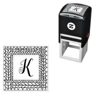 KNIT PURL 1.5" Square Self-Inking Stamp + Initial