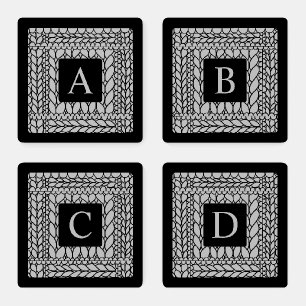 KNIT PURL GRAY Acrylic Coasters + Initial II