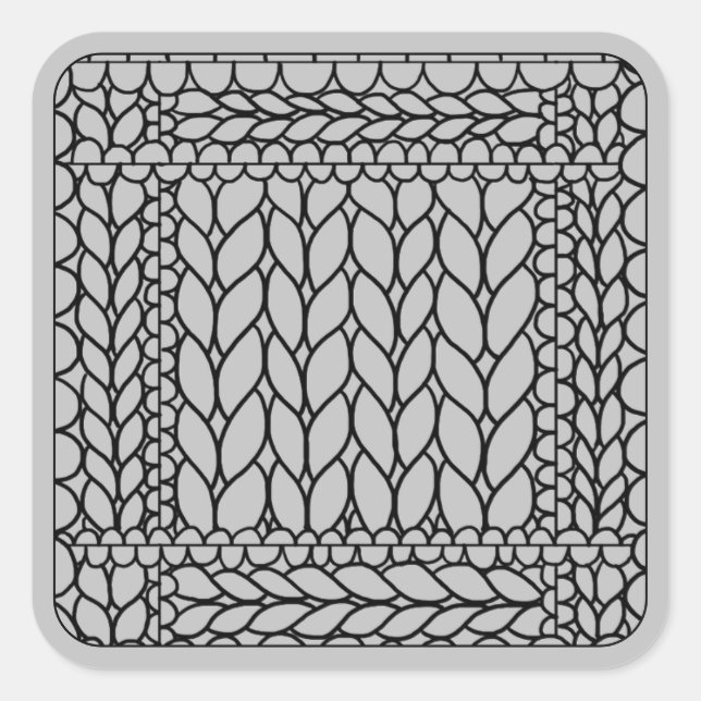 KNIT PURL GRAY Large Square Stickers  (Front)
