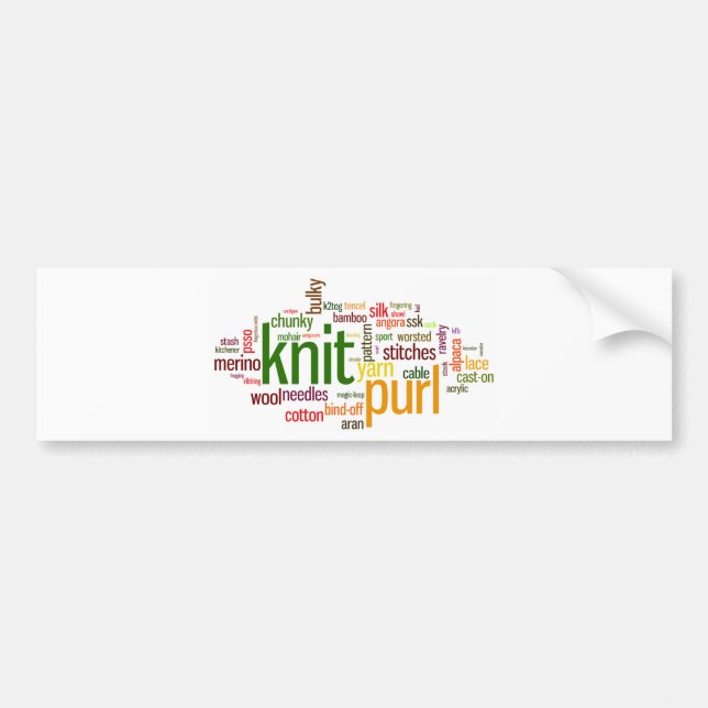 Knit Purl Knitting Lexicon for Knitters Bumper Sticker (Front)