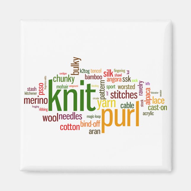 Knit Purl Knitting Lexicon for Knitters Magnet (Front)