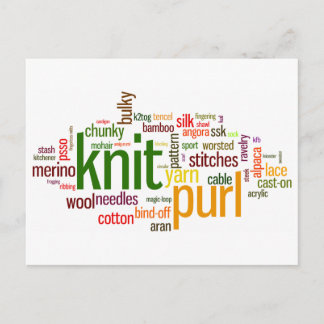 Knit Purl Knitting Lexicon for Knitters Postcard