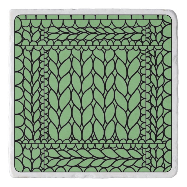 KNIT PURL SAGE Marble Stone Trivet  (Front)