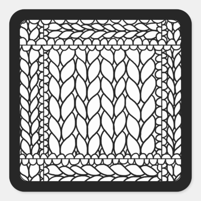 KNIT PURL WHITE Small Square Stickers II  (Front)