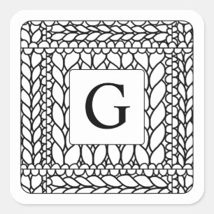 KNIT PURL WHITE Small Square Stickers + Initial