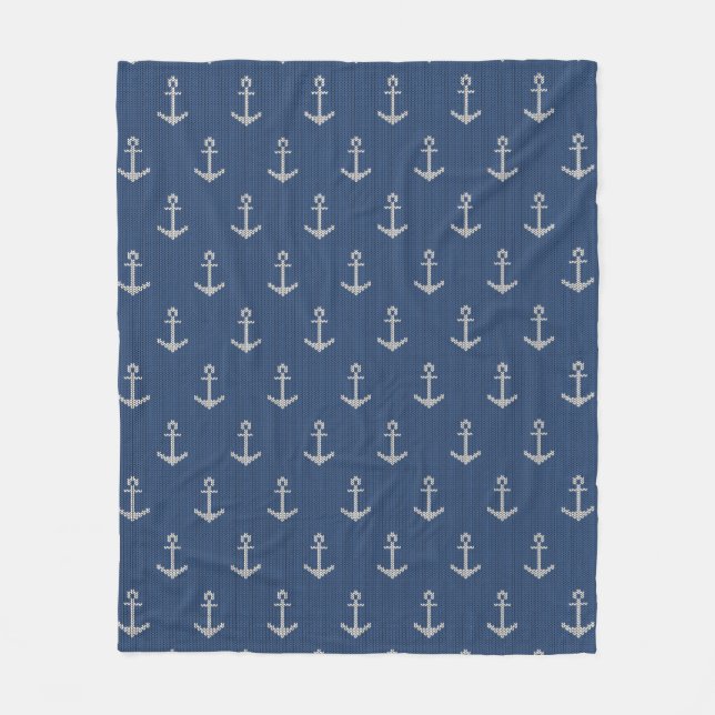 Knit Sea Anchor Fleece Blanket (Front)