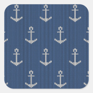 Knit Sea Anchor Square Sticker