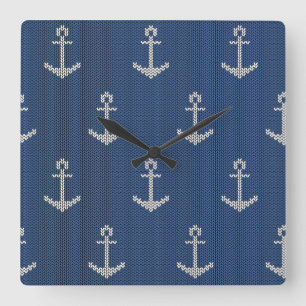 Knit Sea Anchor Square Wall Clock