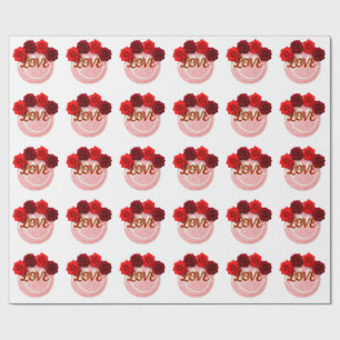Knit Smiley Face Red Rose Love Valentine Floral T- Wrapping Paper