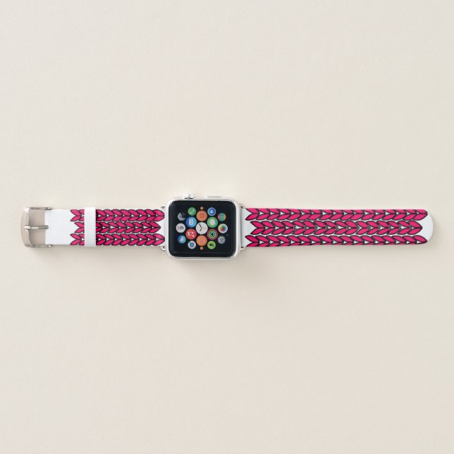 Knit stitch Apple Watch band hot pink knitting (Front)
