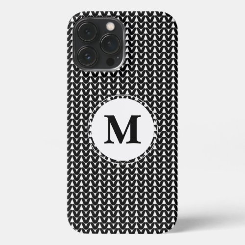 Knit Stitch Crafts Black Monogram iPhone Case