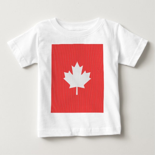 Knit Style Maple Leaf Knitting Motif Baby T-Shirt (Front)