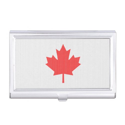 Knit Style Maple Leaf Knitting Motif Business Card Case