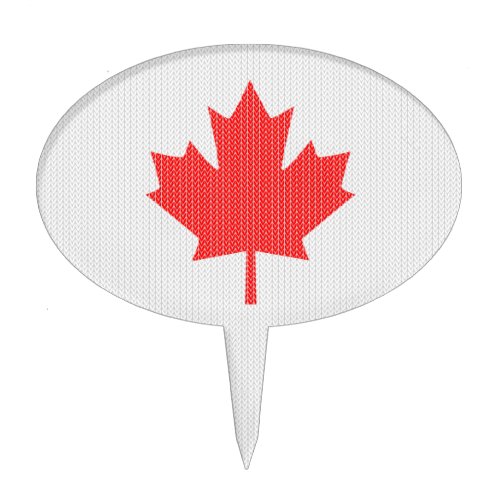 Knit Style Maple Leaf Knitting Motif Cake Topper