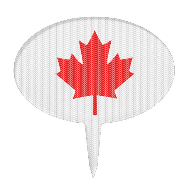 Knit Style Maple Leaf Knitting Motif Cake Topper (Front)