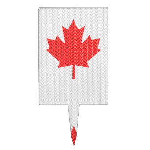 Knit Style Maple Leaf Knitting Motif Cake Topper