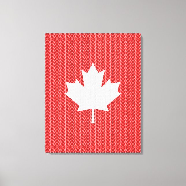 Knit Style Maple Leaf Knitting Motif Canvas Print (Front)
