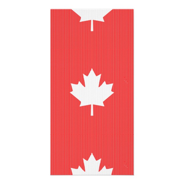 Knit Style Maple Leaf Knitting Motif Card (Front)