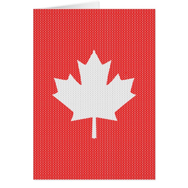 Knit Style Maple Leaf Knitting Motif Cards (Front)