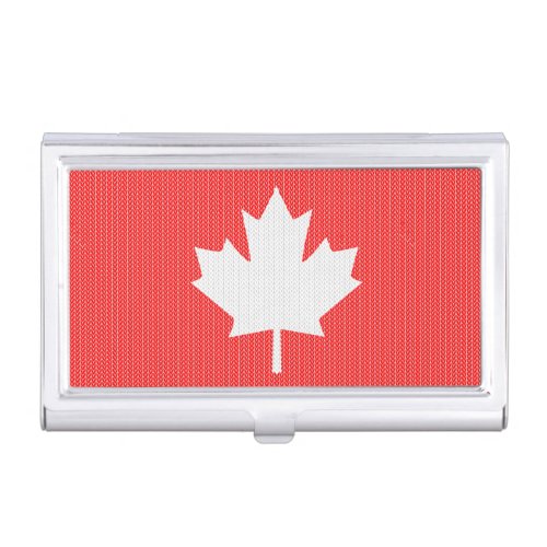 Knit Style Maple Leaf Knitting Motif Case For Business Cards