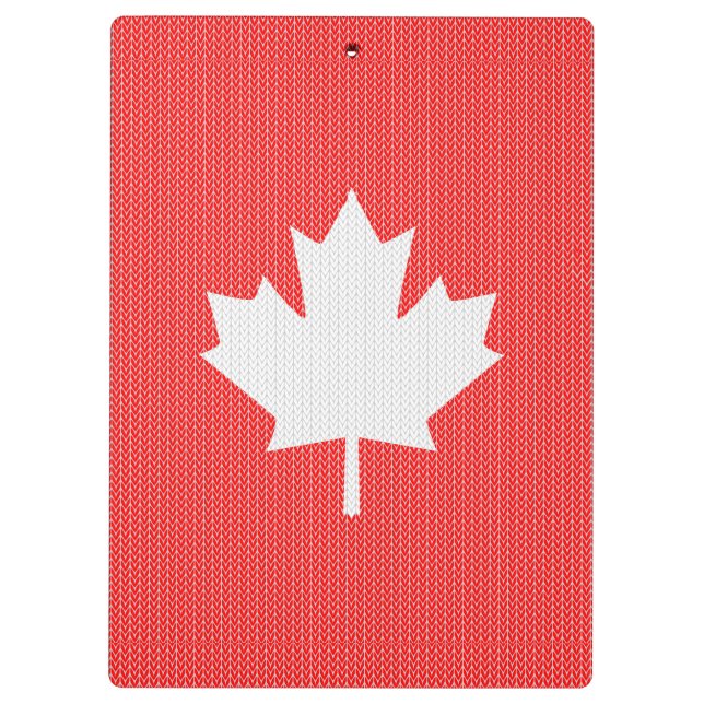Knit Style Maple Leaf Knitting Motif Clipboard (Back)