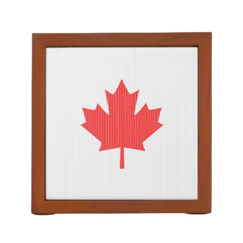 Knit Style Maple Leaf Knitting Motif Desk Organizer