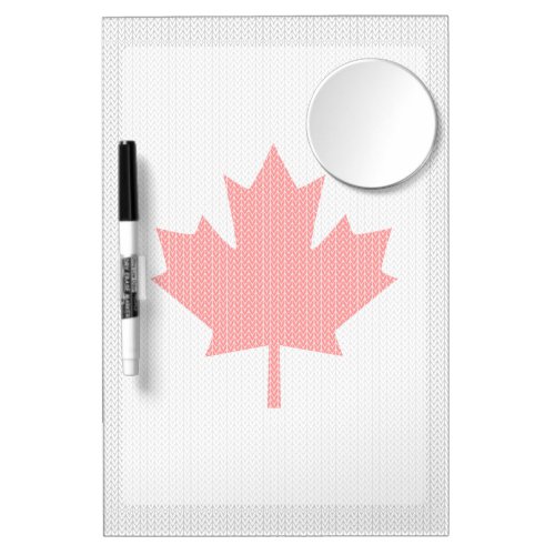 Knit Style Maple Leaf Knitting Motif Dry Erase Board With Mirror