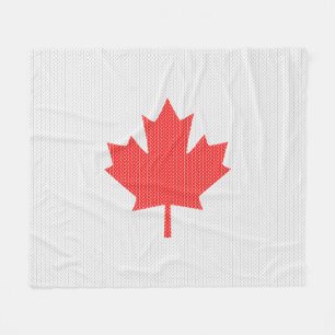 Knit Style Maple Leaf Knitting Motif Fleece Blanket