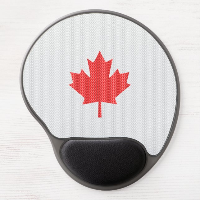 Knit Style Maple Leaf Knitting Motif Gel Mouse Pad (Front)
