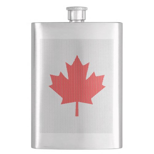 Knit Style Maple Leaf Knitting Motif Hip Flask