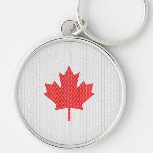 Knit Style Maple Leaf Knitting Motif Keychain