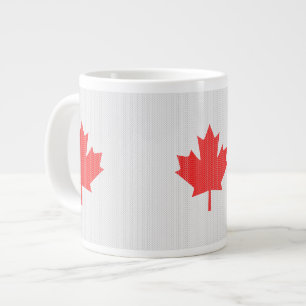 Knit Style Maple Leaf Knitting Motif Large Coffee Mug
