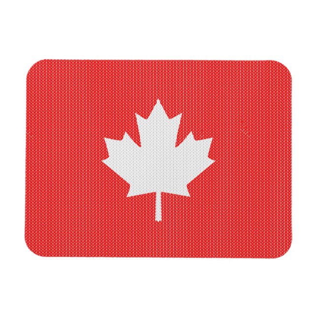 Knit Style Maple Leaf Knitting Motif Magnet (Horizontal)