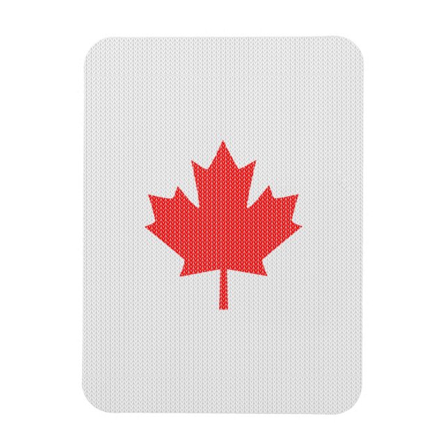 Knit Style Maple Leaf Knitting Motif Magnet (Vertical)