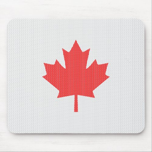 Knit Style Maple Leaf Knitting Motif Mouse Pad