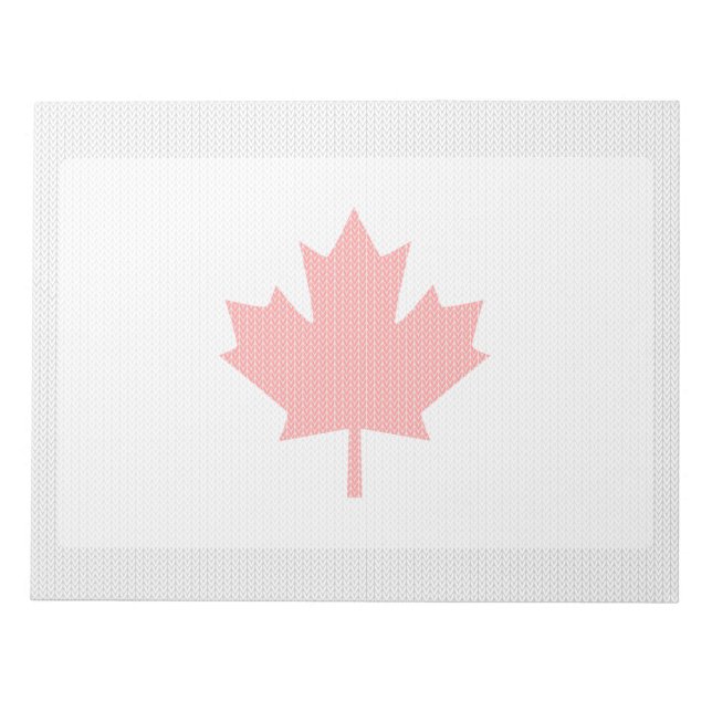 Knit Style Maple Leaf Knitting Motif Notepad (Front)