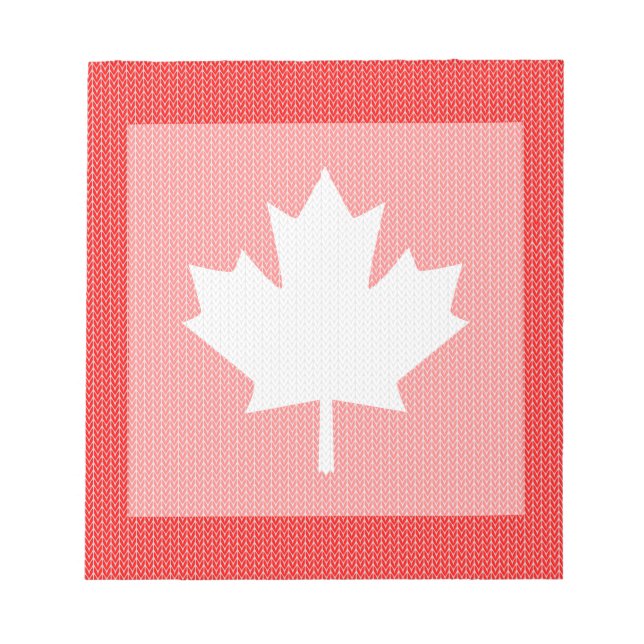 Knit Style Maple Leaf Knitting Motif Notepad (Front)